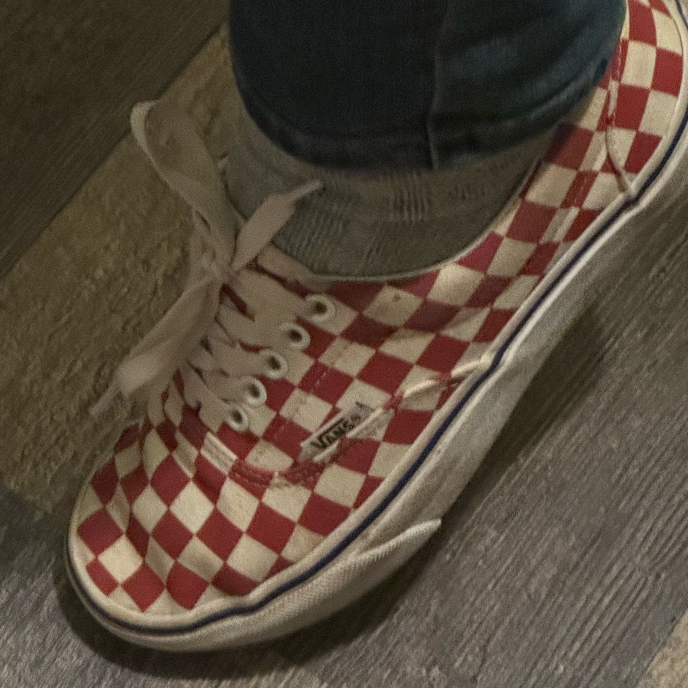 Vans Red and White Checkered Sneakers